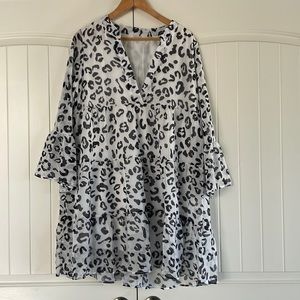 Women's Summer V Neck Tunic Dress Casual Loose Babydoll Mini Swing Shift Dress